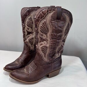 Matisse Coconuts charlene brown bird wings embroidered cowgirl boots size 9